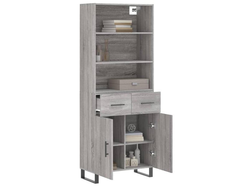  Buffet haut - bahut - meuble de rangement sonoma gris 69,5x34x180 cm bois d'ingénierie  - Conforama C