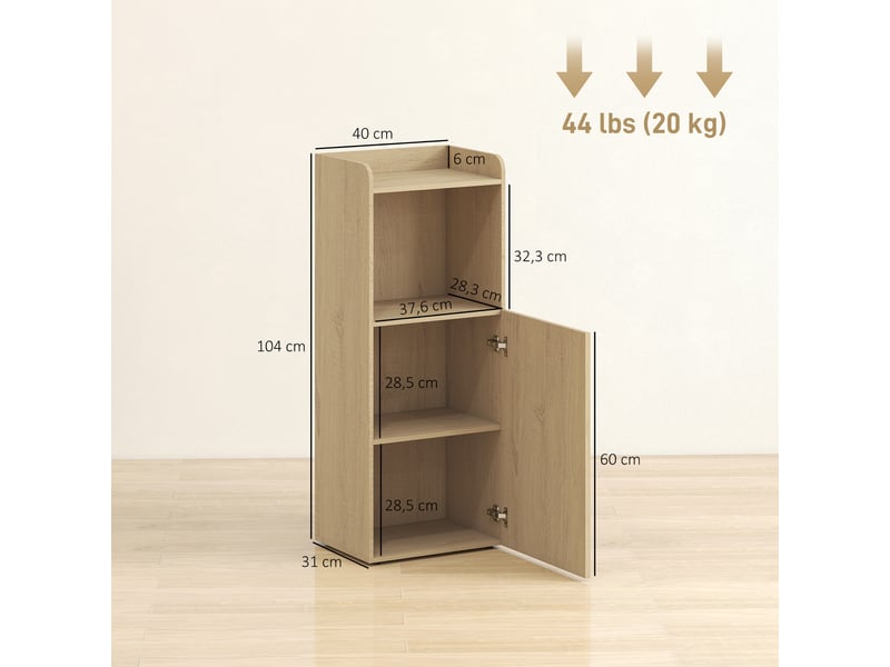 Meuble de salle de bain, niche avec étagère ouverte et réglable, 40 x 31 x 104 cm, chêne jaune - Conforama E