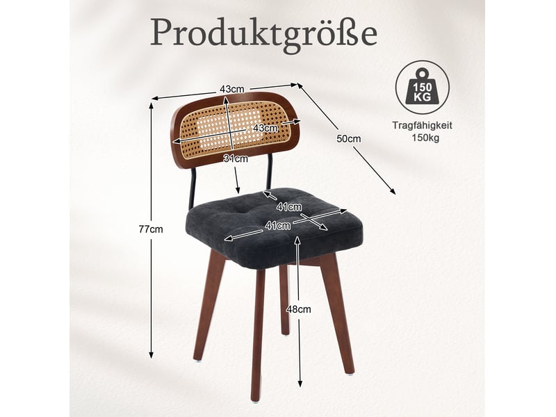  Chaise de salle à manger pivotante 360° lot de 2 chenille noire evryae  - Conforama E