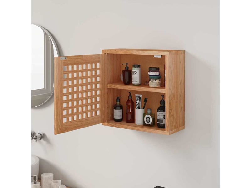  Armoire murale salon, meuble de rangement 42x18x42 cm bois massif de noyer  - Conforama C