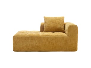 Chaise longue 158x90x60 cm sans montage avec coussin chenille jaune
