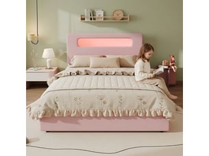 Lit avec rangement 140x200 cm <strong>STILVORA</strong> <strong></strong> coloris rose