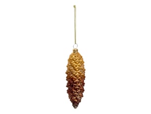 Suspension de sapin pomme de pin en verre dorée 14 cm