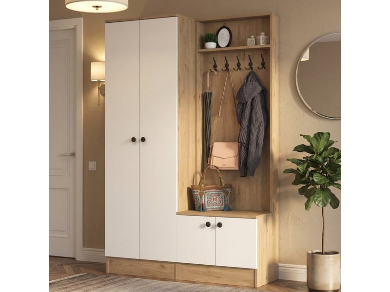 Meuble d'entrée avec porte-manteau et meuble à chaussures veltor  - Conforama B