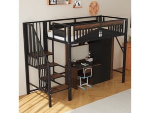 Lit mezzanine 90x200 cm <strong></strong> <strong>ABC</strong> coloris noir