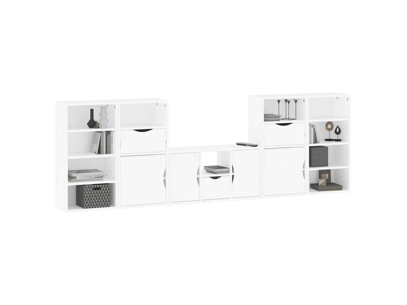  Meubles tv - banc tv - meuble de rangement 5 pcs avec rangement odda blanc bois de pin massif  - Conforama D