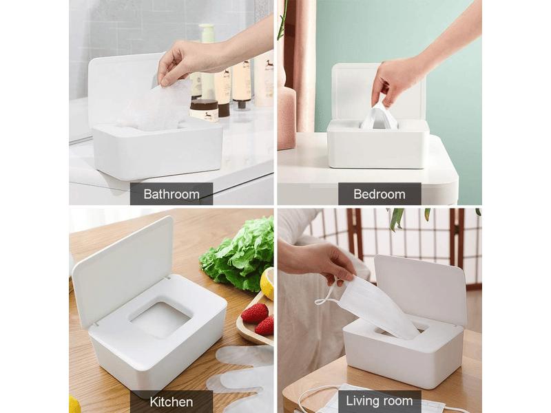 Boite a mouchoirs avec couvercle,boîte à lingettes humides étanche poussière,distributeur mouchoirs pour voiture bureau à domicile (blanc) - Conforama D