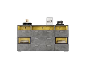 Buffet 2 porte(s)  3 tiroir(s) <strong>MEULVA</strong> <strong></strong> - 140 cm coloris gris 