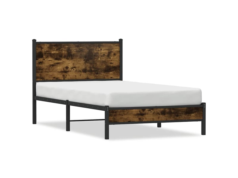  Lit simple- lit adulte -  cadre de lit en métal sans matelas chêne fumé 100x200 cm  - Conforama A