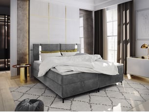 Lit avec rangement 140x200 cm <strong>MASSENO</strong> <strong></strong> coloris gris