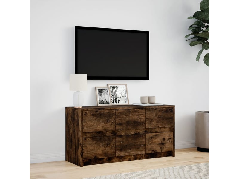 Meuble tv - banc tv - meuble de rangement avec led chêne fumé 100x34x50 cm bois d'ingénierie - Conforama C