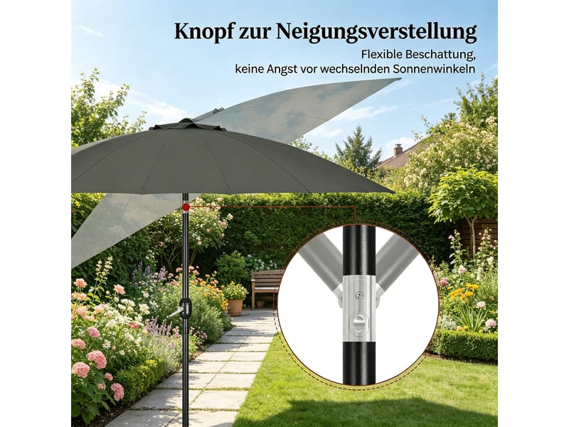 Grand parasol de jardin inclinable pour terrasse et piscine, sans pied - Conforama D