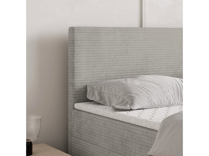  Boxspring nira 200x200 cm, lit complet avec matelas, gris  - Conforama D
