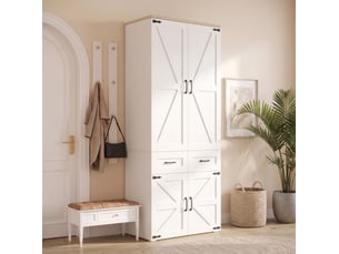 Armoire 90x50x200 cm 4 portes, 2 tringles et 5 tiroirs mdf blanche