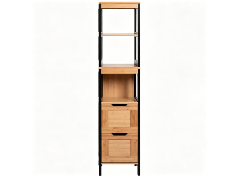Colonne salle de bain sur pied, étagères et tiroirs, rangement gain de place - Conforama A