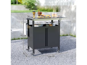 Desserte extérieure noire en acier modulable pour plancha avec deux roues | Leroy Merlin