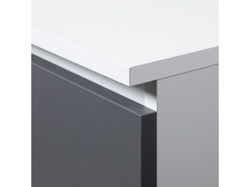 Armoire avec surmeuble s90 blanche 90 cm 6 portes façade gris graphite 6 étagères 90x51x235 cm - Conforama D
