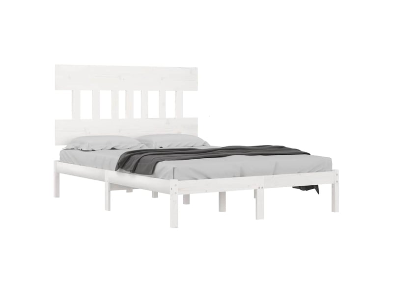  Lit double- lit adulte -  cadre de lit sans matelas blanc 140x190 cm bois massif  - Conforama B