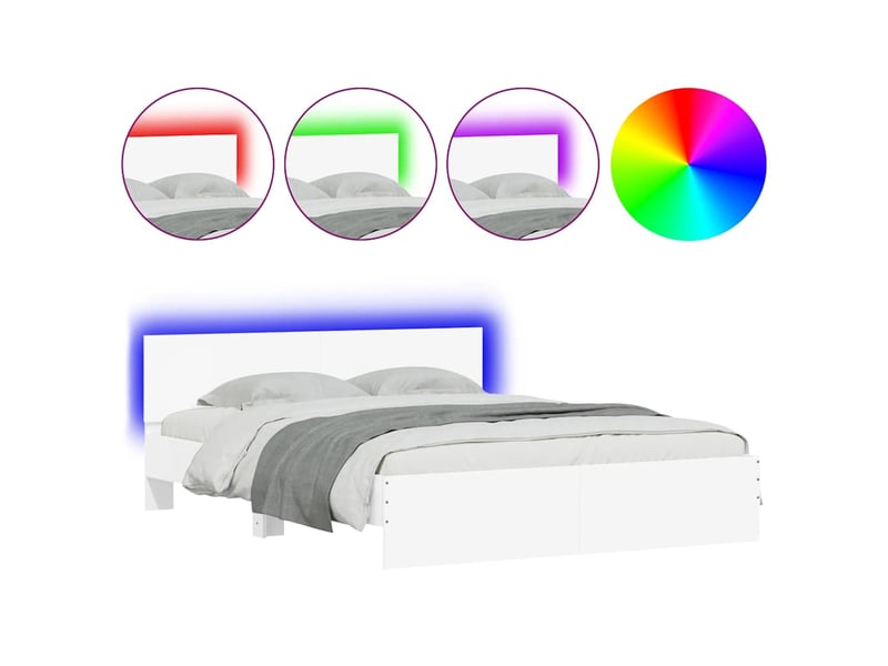  Lit double- lit adulte -  cadre de lit avec led sans matelas blanc 160x200 cm  - Conforama A