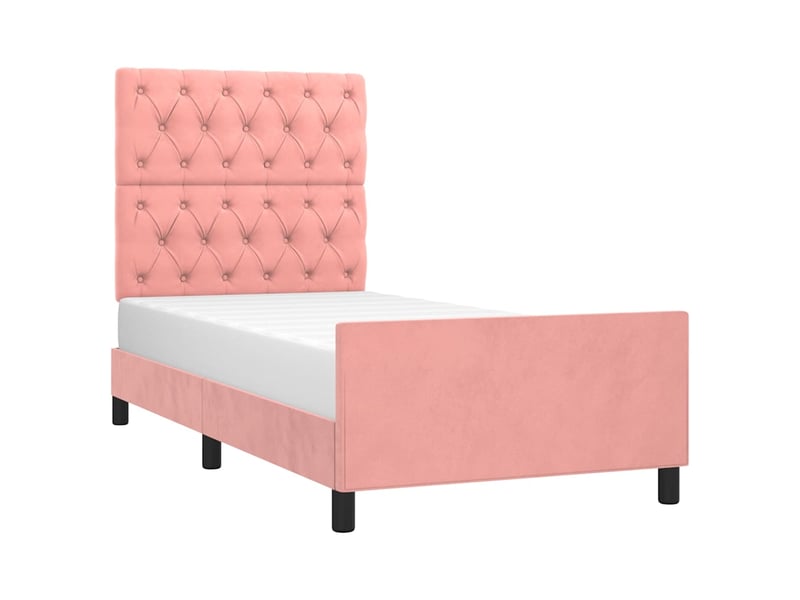 Lit simple- lit adulte -  cadre de lit sans matelas rose 80x200 cm velours  - Conforama B