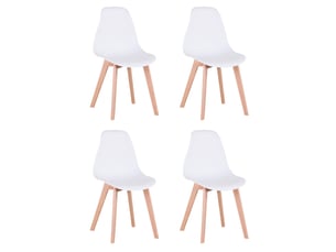 Lot de 4 chaises de salle à manger scandinaves - blanc - pieds en hêtre, cuisine, salon