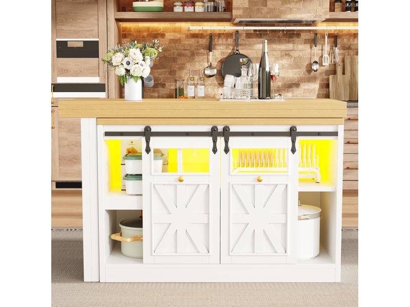  Buffet et table extensible 120-197x40x72 cm et rangments blanc  - Conforama D