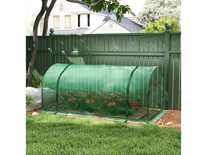  Serre de jardin mini serre serre à tomates 2 x 1 x 0,8 m porte zippée bâche pe acier vert  - Conforama D