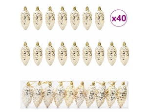 Boule de pomme de pin de noël 40 pcs doré 4 x 9 cm plastique