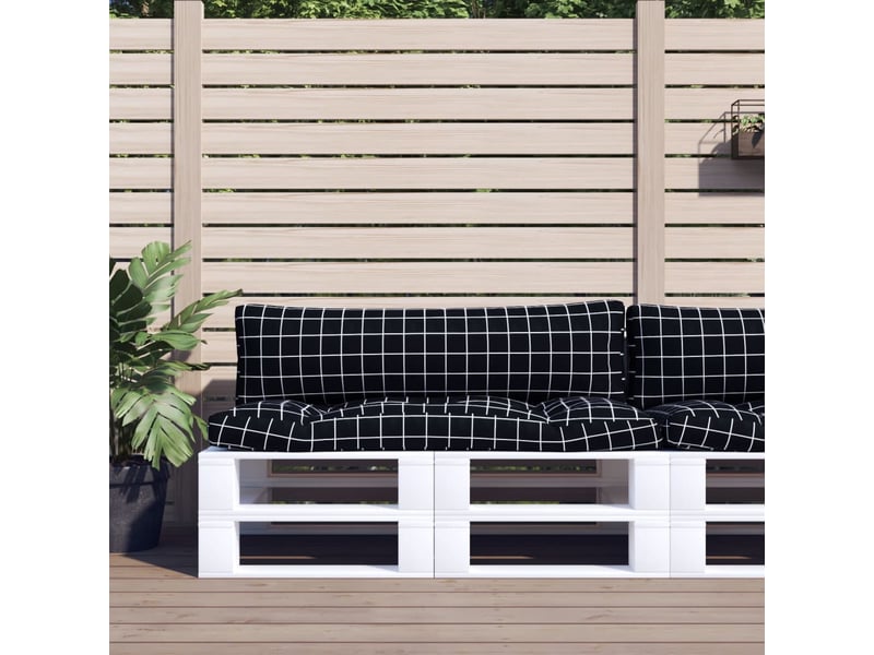  Lot de 2 coussins de palette, coussins de canapé motif à carreaux noir tissu oxford cf59549  - Conforama B