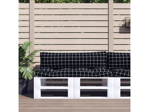 Lot de 2 coussins de palette, coussins de canapé motif à carreaux noir tissu oxford cf59549