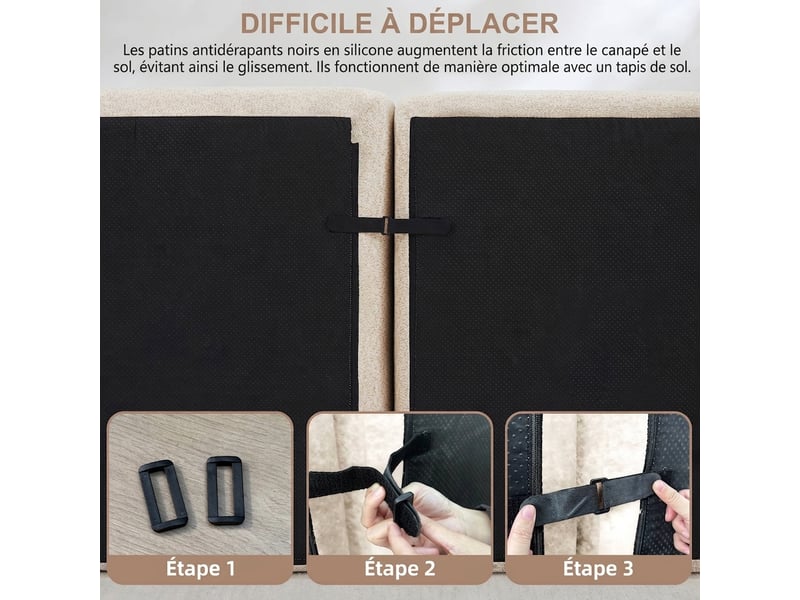 Canapé modulaire 4 places avec ottomane amovible - assise profonde 366 x 165 x 79 cm, sans montage - Conforama R