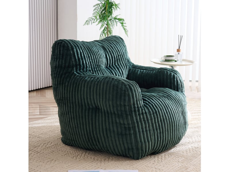 Fauteuil pouf avec rembourrage en mousse à mémoire de forme pour intérieur en velours côtelé vert 100 × 94 × 70 cm - Conforama D