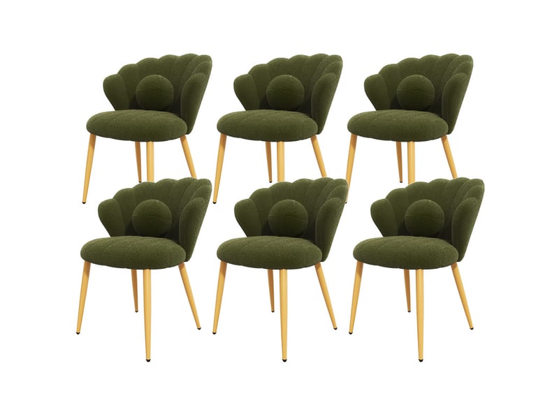  Lot de 6 chaises – rembourrées – pieds en métal doré – vert  - Conforama W