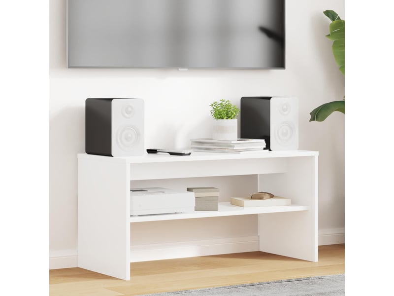  Meuble tv - banc tv - meuble de rangement 80 x 35 x 40 cm blanc bois d'ingénierie  - Conforama B