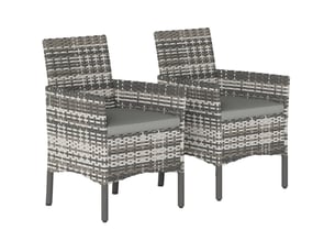 Lot de 2 chaises de jardin en polyrattan gris avec kessons amovibles et cadre en acier