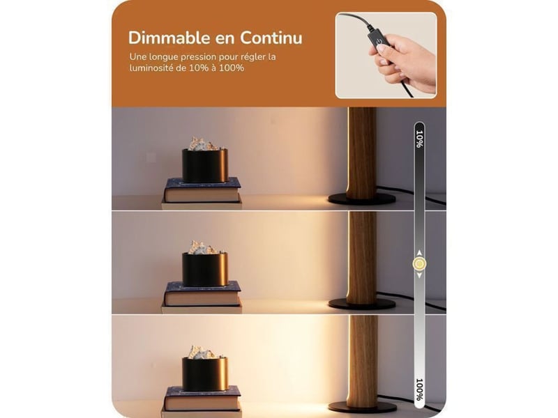  Lampe de chevet led tactile 3 températures 3000 4500 6000k bois beige eh1307 370618_AAAYU30214_6_DROPFR - Conforama B