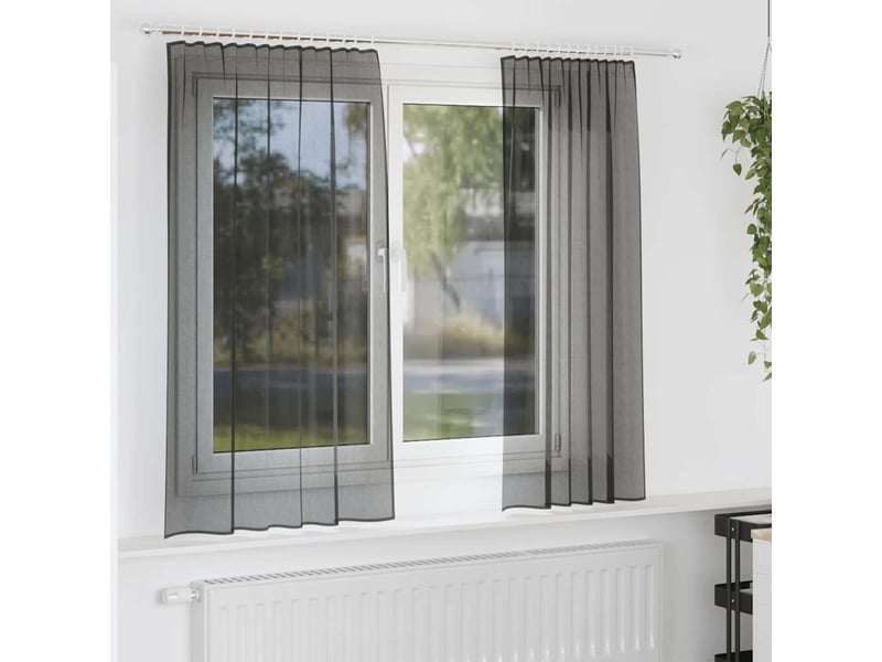 Lot de 2 rideaux en voile, voilages avec passe-tringles noir cf44477 - Conforama B