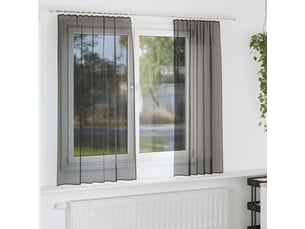 Lot de 2 rideaux en voile, voilages avec passe-tringles noir cf44477