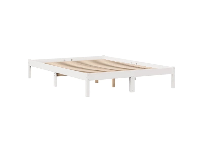 Lit double- lit adulte -  lit bibliothèque sans matelas blanc 140x190 cm bois pin massif  - Conforama D
