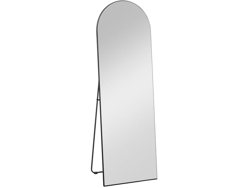  Miroir simple sur pied ou mural avec support pliable et protection anti-éclats, verre noir 50 × 150 cm  - Conforama A