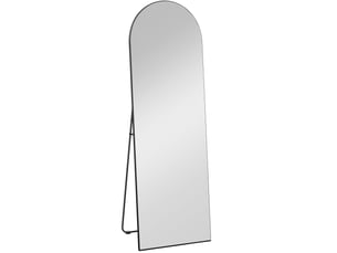 Miroir simple sur pied ou mural avec support pliable et protection anti-éclats, verre noir 50 × 150 cm