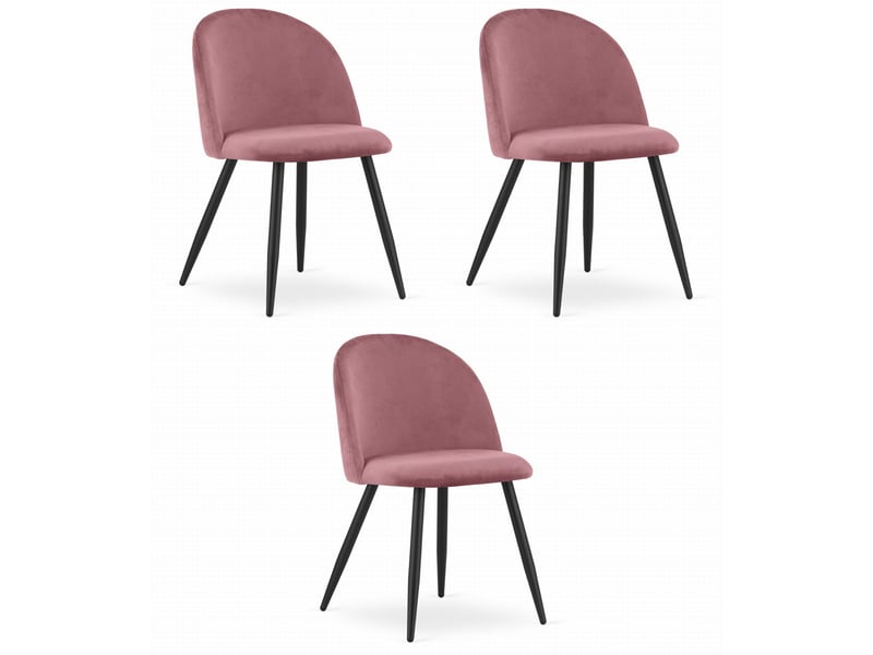Family chaise bello - velours rose foncé pieds noirs x 3  - Conforama A