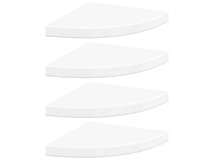Lot de 4 étagères d'angle flottantes, étagères murales blanc brillant 35x35x3,8cm mdf cf42780