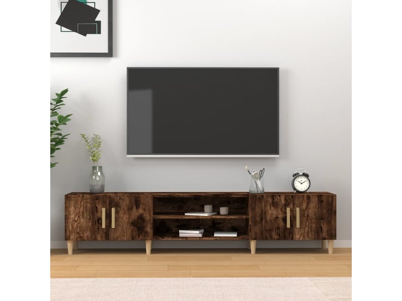  Meuble tv - banc tv - meuble de rangement chêne fumé 180x31,5x40 cm bois d'ingénierie  - Conforama B