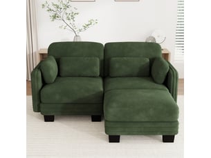 Canapé d'angle compressé réversible fixe MODFU 2 places Tissu Vert