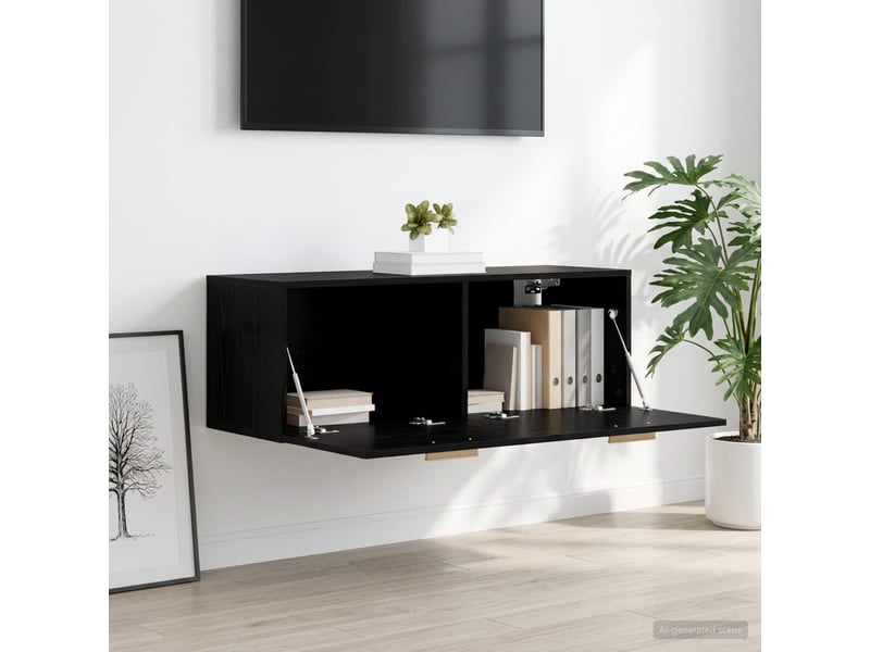  Meuble mural salon chêne noir 100 x 36,5 x 35 cm bois d'ingénierie shl89  - Conforama D