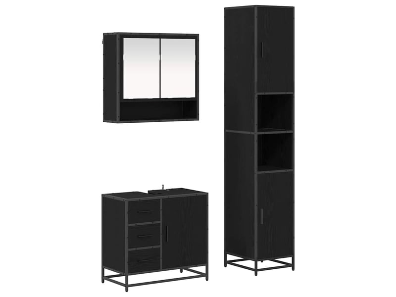  Ensemble de mobilier de salle de bain 3 pc chêne noir cf64363  - Conforama A