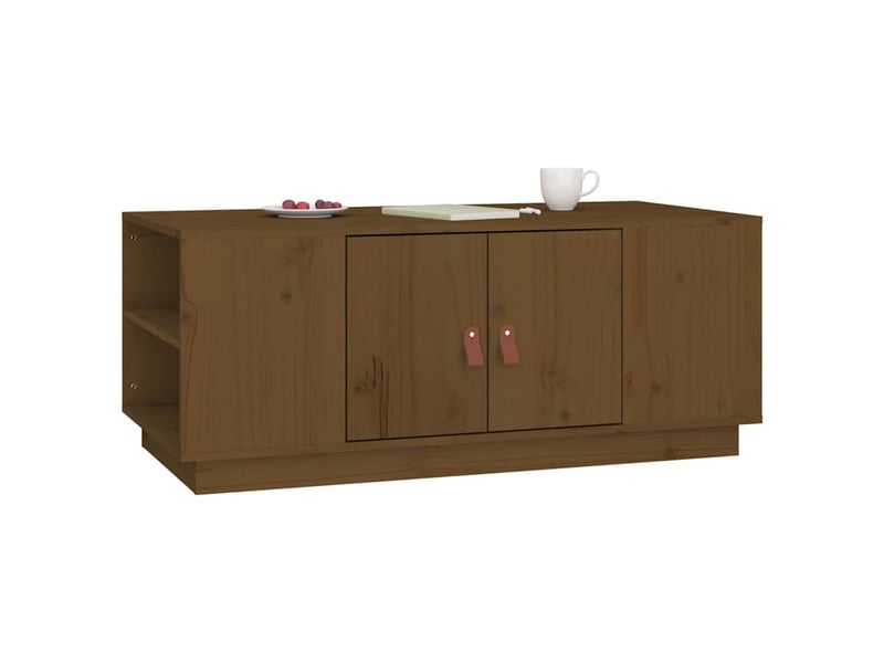  Table basse - table de salon - table à thé marron miel 100x50x41 cm bois massif de pin  - Conforama E