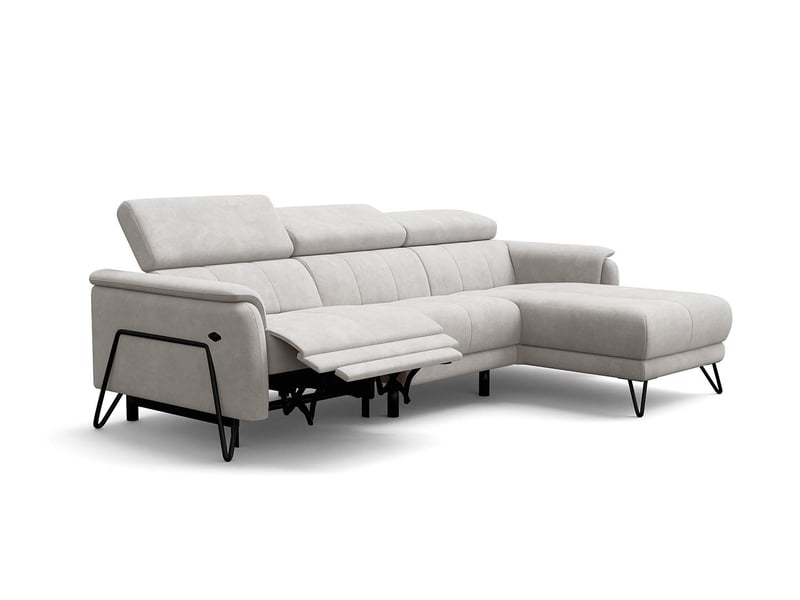  Canapé d'angle 4 places roden avec relax, tissu velours crème RODEN - Conforama A
