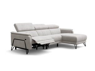 Canapé d'angle 4 places roden avec relax, tissu velours crème